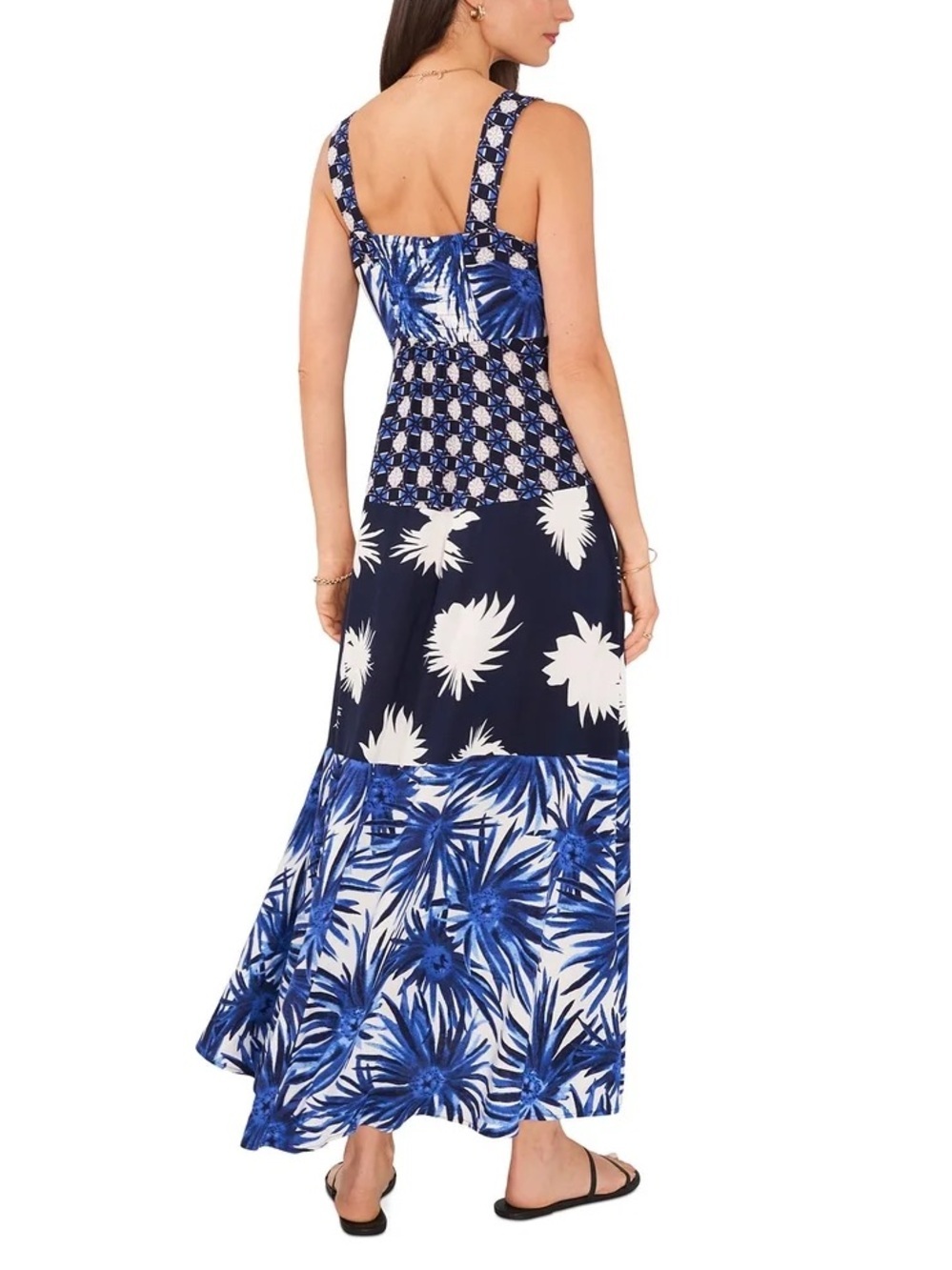 1.STATE Beach Blue Tropical Maxi Dress Size Large - Picture 2 of 8